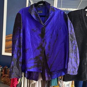 GLORIA LEWIS Silk Jacket - one size (M-L) Purple Shantung silk